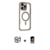 MARSİLYAN™- iPhone 16 Pro Max Kılıf Eksen Klasik Koleksiyonu - Siyah Buffer Hayalet Cam Ekran Koruyucu + Pers Alüminyum Kamera Lens - GI