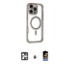 MARSİLYAN™- iPhone 16 Pro Max Kılıf Eksen Klasik Koleksiyonu - Siyah Buffer Hayalet Cam Ekran Koruyucu + PVD Metal Kamera Lens - GS
