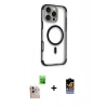 MARSİLYAN™- iPhone 16 Pro Max Kılıf Eksen Klasik Koleksiyonu - Siyah Buffer Hayalet Cam Ekran Koruyucu + Raze Metal Kamera Lens - NLGY
