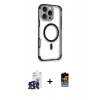 MARSİLYAN™- iPhone 16 Pro Max Kılıf Eksen Klasik Koleksiyonu - Siyah Buffer Hayalet Cam Ekran Koruyucu + Bilvis Titan Kamera Lens - SH