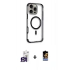 MARSİLYAN™- iPhone 16 Pro Max Kılıf Eksen Klasik Koleksiyonu - Siyah Buffer Hayalet Cam Ekran Koruyucu + Bilvis Titan Kamera Lens - TMGI