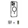 MARSİLYAN™- iPhone 16 Pro Max Kılıf Eksen Klasik Koleksiyonu - Siyah Joko Magic 5D Hayalet Cam + Pers Alüminyum Kamera Lens - GI