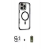 MARSİLYAN™- iPhone 16 Pro Max Kılıf Eksen Klasik Koleksiyonu - Siyah Joko Magic 5D Hayalet Cam + Pers Alüminyum Kamera Lens - GS