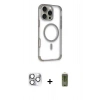MARSİLYAN™- iPhone 16 Pro Max Kılıf Eksen Klasik Koleksiyonu - Siyah Joko Magic 5D Hayalet Cam + Pers Alüminyum Kamera Lens - GS