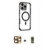 MARSİLYAN™- iPhone 16 Pro Max Kılıf Eksen Klasik Koleksiyonu - Siyah Joko Magic 5D Hayalet Cam + Pers Alüminyum Kamera Lens - CLTM