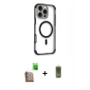 MARSİLYAN™- iPhone 16 Pro Max Kılıf Eksen Klasik Koleksiyonu - Siyah Joko Magic 5D Hayalet Cam + Raze Metal Kamera Lens - CLTM