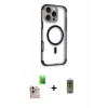 MARSİLYAN™- iPhone 16 Pro Max Kılıf Eksen Klasik Koleksiyonu - Siyah Joko Magic 5D Hayalet Cam + Raze Metal Kamera Lens - NLGY