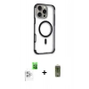 MARSİLYAN™- iPhone 16 Pro Max Kılıf Eksen Klasik Koleksiyonu - Siyah Joko Magic 5D Hayalet Cam + Raze Metal Kamera Lens - BZ
