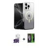 MARSİLYAN™- iPhone 16 Pro Max Kılıf Eksen Minimal Özel Seri - Şeffaf 360 Full Body Arka Koruyucu + Bilvis Titan Kamera Lens - SH