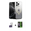 MARSİLYAN™- iPhone 16 Pro Max Kılıf Eksen Minimal Özel Seri - Şeffaf 360 Full Body Arka Koruyucu + Bilvis Titan Kamera Lens - TMGI