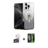 MARSİLYAN™- iPhone 16 Pro Max Kılıf Eksen Minimal Özel Seri - Şeffaf 360 Full Body Arka Koruyucu + Bilvis Titan Kamera Lens - GS