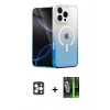 MARSİLYAN™- iPhone 16 Pro Max Kılıf Eksen Minimal Özel Seri - Şeffaf 360 Full Body Arka Koruyucu + PVD Metal Kamera Lens - GD