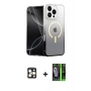 MARSİLYAN™- iPhone 16 Pro Max Kılıf Eksen Minimal Özel Seri - Şeffaf 360 Full Body Arka Koruyucu + PVD Metal Kamera Lens - GD