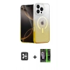 MARSİLYAN™- iPhone 16 Pro Max Kılıf Eksen Minimal Özel Seri - Şeffaf 360 Full Body Arka Koruyucu + PVD Metal Kamera Lens - SH