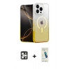 MARSİLYAN™- iPhone 16 Pro Max Kılıf Eksen Minimal Özel Seri - Şeffaf Pasifik Cam Ekran Koruyucu + PVD Metal Kamera Lens - GS