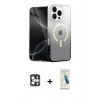 MARSİLYAN™- iPhone 16 Pro Max Kılıf Eksen Minimal Özel Seri - Şeffaf Pasifik Cam Ekran Koruyucu + PVD Metal Kamera Lens - GS