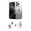 MARSİLYAN™- iPhone 16 Pro Max Kılıf Eksen Minimal Özel Seri - Şeffaf Pasifik Cam Ekran Koruyucu + Raze Metal Kamera Lens - NLGY