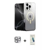 MARSİLYAN™- iPhone 16 Pro Max Kılıf Eksen Minimal Özel Seri - Şeffaf Pasifik Cam Ekran Koruyucu + Pers Alüminyum Kamera Lens - GI