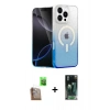 MARSİLYAN™- iPhone 16 Pro Max Kılıf Eksen Minimal Özel Seri - Siyah 360 Mat Full Body Arka Koruyucu + Çöl Titanyum Raze Metal Kamera Lens