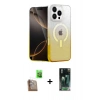 MARSİLYAN™- iPhone 16 Pro Max Kılıf Eksen Minimal Özel Seri - Siyah 360 Mat Full Body Arka Koruyucu + Çöl Titanyum Raze Metal Kamera Lens
