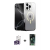 MARSİLYAN™- iPhone 16 Pro Max Kılıf Eksen Minimal Özel Seri - Siyah 360 Mat Full Body Arka Koruyucu + Bilvis Titan Kamera Lens - GS