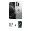 MARSİLYAN™- iPhone 16 Pro Max Kılıf Eksen Minimal Özel Seri - Siyah 360 Mat Full Body Arka Koruyucu + Pers Alüminyum Kamera Lens - GS