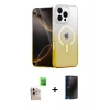 MARSİLYAN™- iPhone 16 Pro Max Kılıf Eksen Minimal Özel Seri - Siyah 3D Antistatik Hayalet Cam Ekran Koruyucu + Raze Metal Kamera Lens - NLGY
