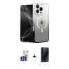 MARSİLYAN™- iPhone 16 Pro Max Kılıf Eksen Minimal Özel Seri - Siyah 3D Antistatik Hayalet Cam Ekran Koruyucu + Bilvis Titan Kamera Lens - TMGI