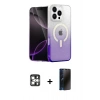 MARSİLYAN™- iPhone 16 Pro Max Kılıf Eksen Minimal Özel Seri - Siyah 3D Antistatik Hayalet Cam Ekran Koruyucu + PVD Metal Kamera Lens - GS