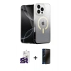 MARSİLYAN™- iPhone 16 Pro Max Kılıf Eksen Minimal Özel Seri - Siyah 3D Antistatik Hayalet Cam Ekran Koruyucu + Bilvis Titan Kamera Lens - SH