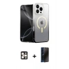 MARSİLYAN™- iPhone 16 Pro Max Kılıf Eksen Minimal Özel Seri - Siyah 3D Antistatik Hayalet Cam Ekran Koruyucu + PVD Metal Kamera Lens - GD