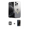 MARSİLYAN™- iPhone 16 Pro Max Kılıf Eksen Minimal Özel Seri - Siyah 3D Antistatik Hayalet Cam Ekran Koruyucu + PVD Metal Kamera Lens - SH
