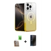 MARSİLYAN™- iPhone 16 Pro Max Kılıf Eksen Minimal Özel Seri - Siyah 3D Antistatik Hayalet Cam Ekran Koruyucu + Raze Metal Kamera Lens - CLTM
