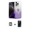 MARSİLYAN™- iPhone 16 Pro Max Kılıf Eksen Minimal Özel Seri - Siyah 3D Antistatik Hayalet Cam Ekran Koruyucu + PVD Metal Kamera Lens - GD
