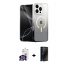 MARSİLYAN™- iPhone 16 Pro Max Kılıf Eksen Minimal Özel Seri - Siyah 3D Antistatik Hayalet Cam Ekran Koruyucu + Bilvis Titan Kamera Lens - GS