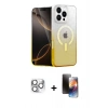 MARSİLYAN™- iPhone 16 Pro Max Kılıf Eksen Minimal Özel Seri - Siyah 3D Antistatik Mat Seramik Nano Ekran Koruyucu + Gümüş Pers Alüminyum Kamera Lens