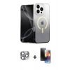 MARSİLYAN™- iPhone 16 Pro Max Kılıf Eksen Minimal Özel Seri - Siyah 3D Antistatik Mat Seramik Nano Ekran Koruyucu + Pers Alüminyum Kamera Lens - GI