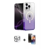MARSİLYAN™- iPhone 16 Pro Max Kılıf Eksen Minimal Özel Seri - Siyah 3D Antistatik Mat Seramik Nano Ekran Koruyucu + Gümüş Pers Alüminyum Kamera Lens