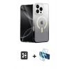 MARSİLYAN™- iPhone 16 Pro Max Kılıf Eksen Minimal Özel Seri - Siyah 3D Antistatik Seramik Nano Ekran Koruyucu + Siyah PVD Metal Kamera Lens