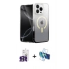 MARSİLYAN™- iPhone 16 Pro Max Kılıf Eksen Minimal Özel Seri - Siyah 3D Antistatik Seramik Nano Ekran Koruyucu + Bilvis Titan Kamera Lens - SH
