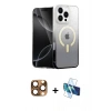 MARSİLYAN™- iPhone 16 Pro Max Kılıf Eksen Minimal Özel Seri - Siyah 3D Antistatik Seramik Nano Ekran Koruyucu + Pers Alüminyum Kamera Lens - CLTM