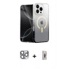 MARSİLYAN™- iPhone 16 Pro Max Kılıf Eksen Minimal Özel Seri - Siyah Bilvis 3D Cam Ekran Koruyucu + Pers Alüminyum Kamera Lens - GI