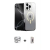 MARSİLYAN™- iPhone 16 Pro Max Kılıf Eksen Minimal Özel Seri - Siyah Bilvis 3D Cam Ekran Koruyucu + Pers Alüminyum Kamera Lens - GS