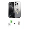 MARSİLYAN™- iPhone 16 Pro Max Kılıf Eksen Minimal Özel Seri - Siyah Bilvis 3D Cam Ekran Koruyucu + Raze Metal Kamera Lens - BZ