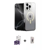 MARSİLYAN™- iPhone 16 Pro Max Kılıf Eksen Minimal Özel Seri - Siyah Bilvis 3D Cam Ekran Koruyucu + Bilvis Titan Kamera Lens - SH