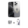 MARSİLYAN™- iPhone 16 Pro Max Kılıf Eksen Minimal Özel Seri - Siyah Bilvis 3X AR Hayalet Cam Ekran Koruyucu + Pers Alüminyum Kamera Lens - GI