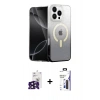 MARSİLYAN™- iPhone 16 Pro Max Kılıf Eksen Minimal Özel Seri - Siyah Bilvis 3X AR Hayalet Cam Ekran Koruyucu + Bilvis Titan Kamera Lens - SH