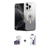 MARSİLYAN™- iPhone 16 Pro Max Kılıf Eksen Minimal Özel Seri - Siyah Bilvis 3X AR Hayalet Cam Ekran Koruyucu + Bilvis Titan Kamera Lens - GS