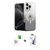 MARSİLYAN™- iPhone 16 Pro Max Kılıf Eksen Minimal Özel Seri - Siyah Bilvis 3X AR Hayalet Cam Ekran Koruyucu + Raze Metal Kamera Lens - BZ