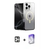 MARSİLYAN™- iPhone 16 Pro Max Kılıf Eksen Minimal Özel Seri - Siyah Bilvis 5in1 3D Magic Cam Ekran Koruyucu + PVD Metal Kamera Lens - GS